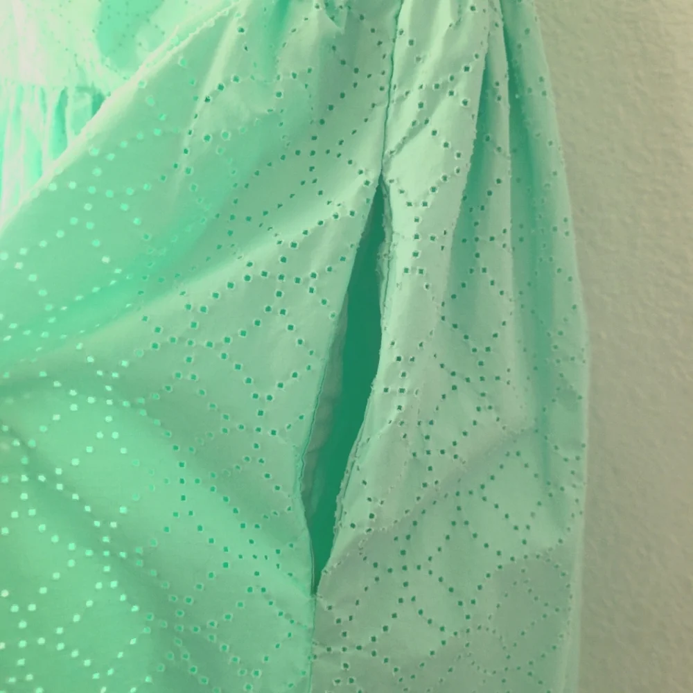 J. Crew Women's Mint Green Eyelet Fit & Flare Sleeveless Dress Size 14 | Spring - Picture 7 of 8